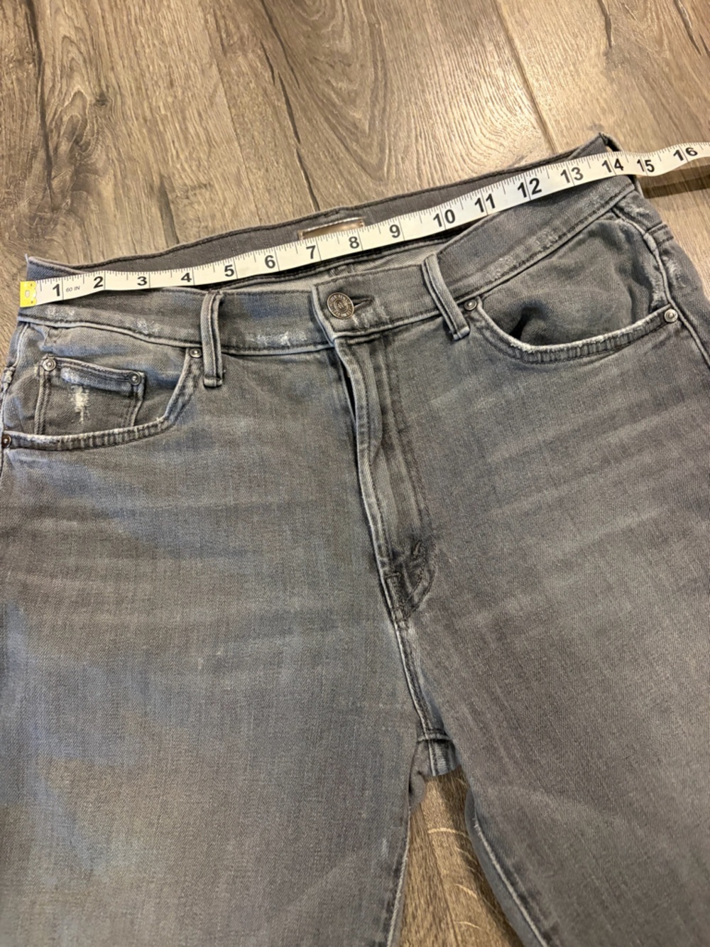 MOTHER The Insider Crop Fray Gray To the Moon Sz 29 Distressed Frayed Grunge Y2K - Picture 12 of 16